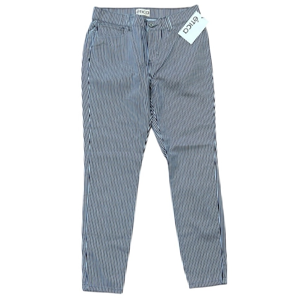 NWT Etica 100% Cotton Ethically Made Stripped Ankle Jeans Sz 3 (Medium)